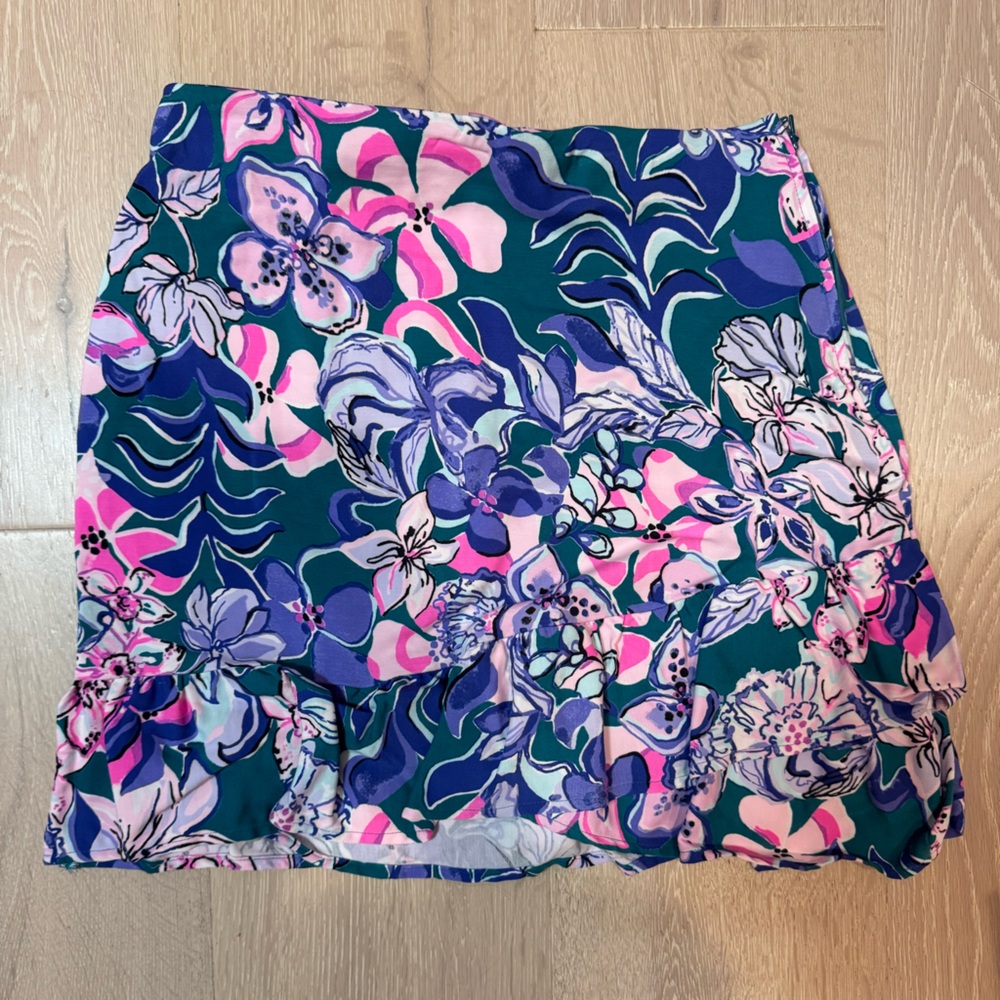 Lilly Pulitzer Pink and Blue Floral Skirt - 0